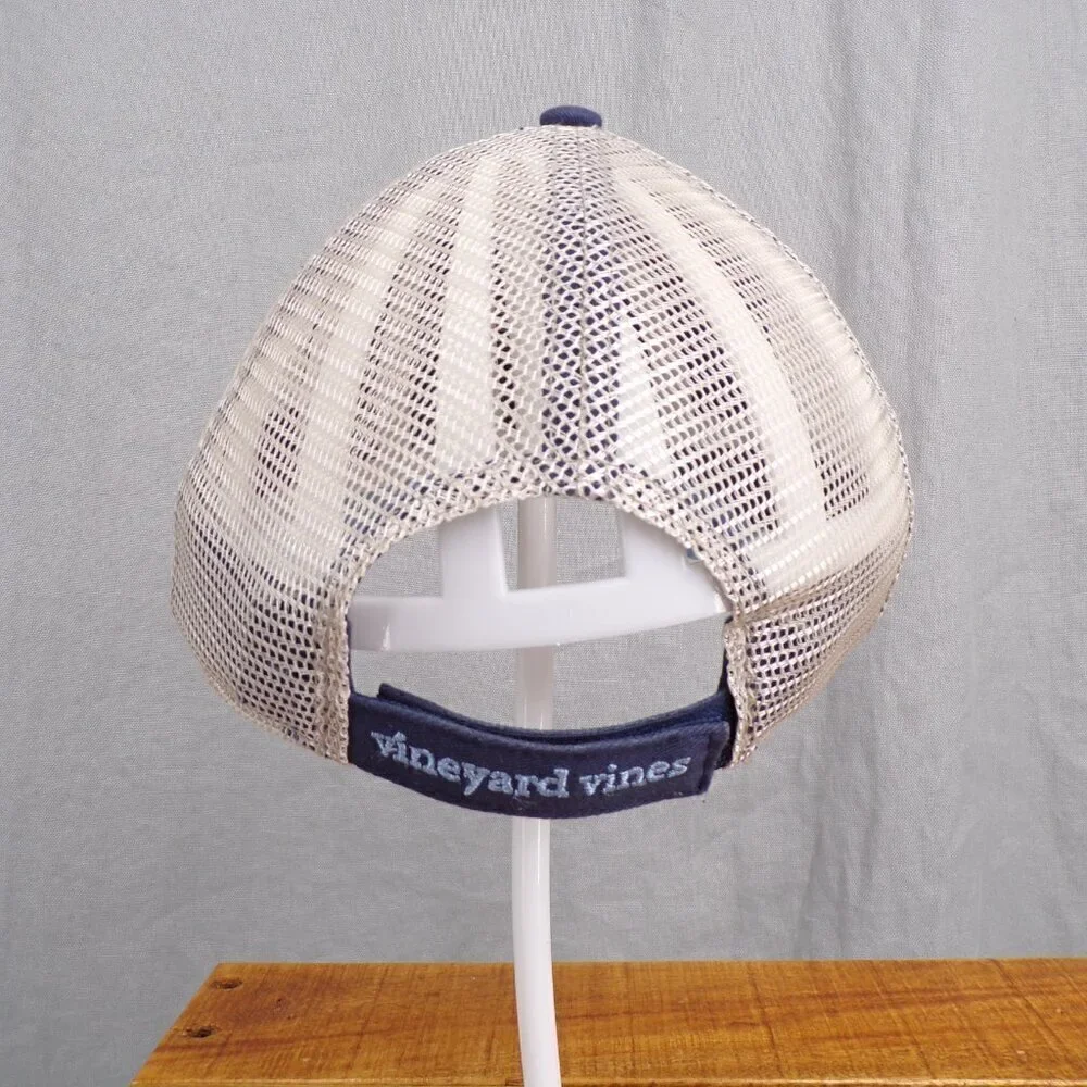 Vineyard Vines 98 Whale Tail Mesh Trucker Blue White Velcro Men's Baseball Hat